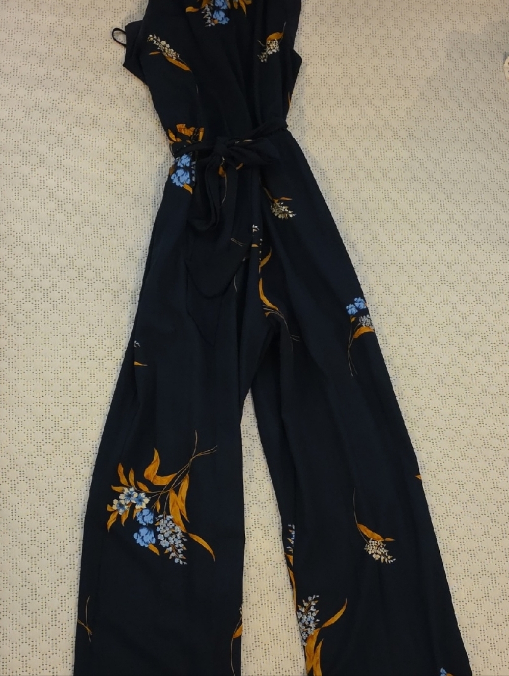 Baltic Born Navy Floral Tie-Waist Wide Leg Jumpsuit